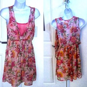 New sheer floral wrap dress by American Rag XS s2